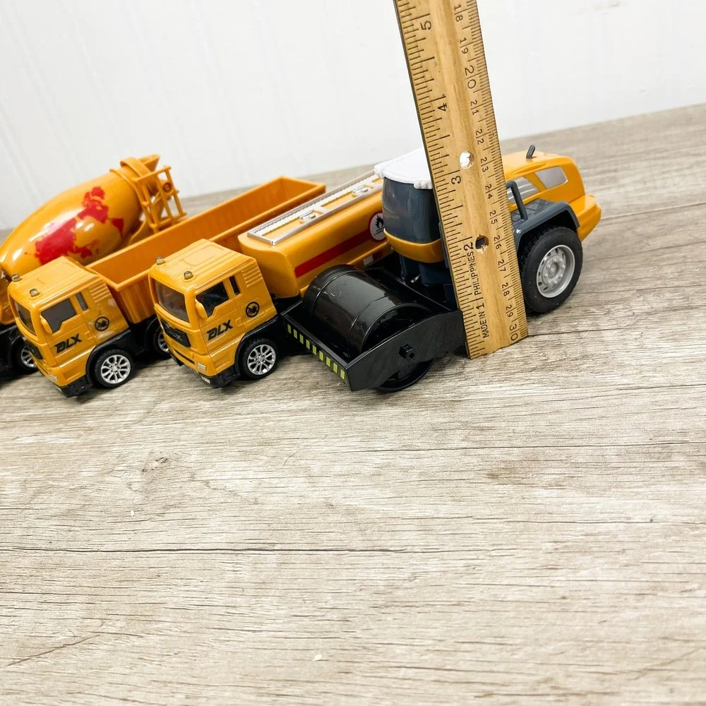 Cobid Box Yellow Construction Vehicle Toy Set Cement Mixer Tanker Roller 4pc